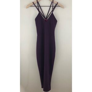 Purple Boohoo Cross Back Midi Dress